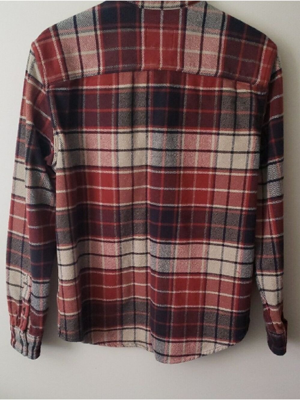 American Eagle Outfitters Brick Redish Rust Orange Plaid Heavy Flannel/Shacket - Picture 7 of 9